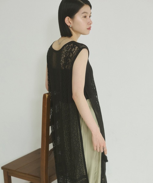 hunch（ハンチ）の「レースレイヤード ノースリーブ ワンピース（ワンピース・レディース・ブラック/オフホワイト・FREE）」の9枚目の写真