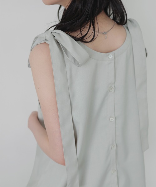 ブラウス シャツ 2WAYショルダーリボントップス レディース CB CRESTBRIDGE ブラウス シャツ 前後2WAYシアーリボンブラウス
