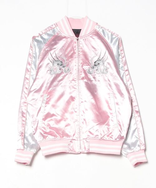 USED OLD ベロアスカジャン 肌色ピンク 龍 古着 vintage スカジャン