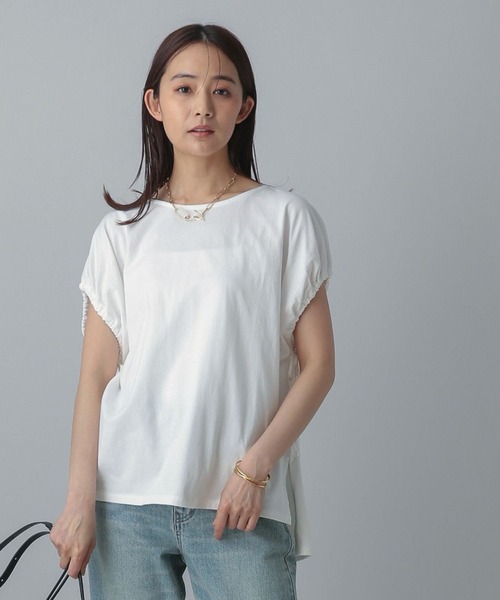 GLOBAL WORK(グローバルワーク)の「MATINEE LINE/冷感ドロストスリーブ半袖/496981(Tシャツ/カットソー・レディース・オフホワイト/ブラック/ライトグレー・REGULAR/LONG)」の1枚目の写真