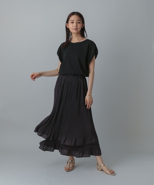 GLOBAL WORK(グローバルワーク)の「MATINEE LINE/冷感ドロストスリーブ半袖/496981(Tシャツ/カットソー・レディース・オフホワイト/ブラック/ライトグレー・REGULAR/LONG)」の12枚目の写真