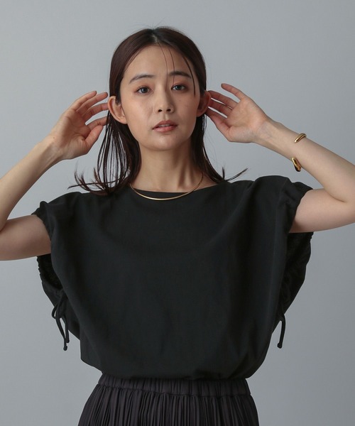 GLOBAL WORK(グローバルワーク)の「MATINEE LINE/冷感ドロストスリーブ半袖/496981(Tシャツ/カットソー・レディース・オフホワイト/ブラック/ライトグレー・REGULAR/LONG)」の15枚目の写真