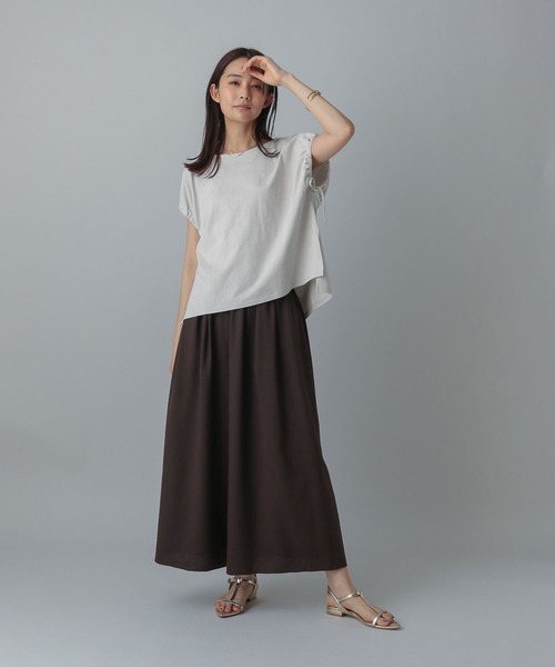 GLOBAL WORK(グローバルワーク)の「MATINEE LINE/冷感ドロストスリーブ半袖/496981(Tシャツ/カットソー・レディース・オフホワイト/ブラック/ライトグレー・REGULAR/LONG)」の16枚目の写真