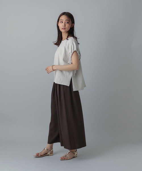 GLOBAL WORK(グローバルワーク)の「MATINEE LINE/冷感ドロストスリーブ半袖/496981(Tシャツ/カットソー・レディース・オフホワイト/ブラック/ライトグレー・REGULAR/LONG)」の17枚目の写真
