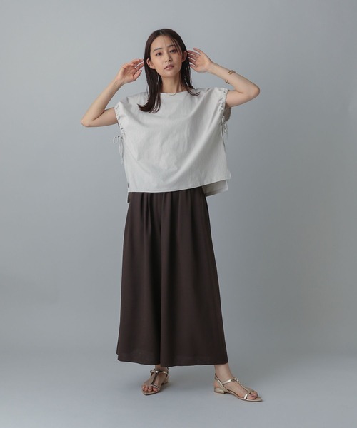GLOBAL WORK(グローバルワーク)の「MATINEE LINE/冷感ドロストスリーブ半袖/496981(Tシャツ/カットソー・レディース・オフホワイト/ブラック/ライトグレー・REGULAR/LONG)」の18枚目の写真