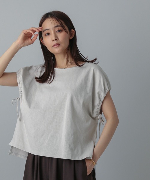 GLOBAL WORK(グローバルワーク)の「MATINEE LINE/冷感ドロストスリーブ半袖/496981(Tシャツ/カットソー・レディース・オフホワイト/ブラック/ライトグレー・REGULAR/LONG)」の21枚目の写真