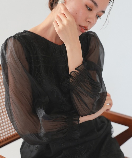 haremode(ハレモード)の「オーガンジーレースドレス(ドレス・レディース・シルバー/ベージュ/ブラック/カーキ・S/M/L)」の16枚目の写真
