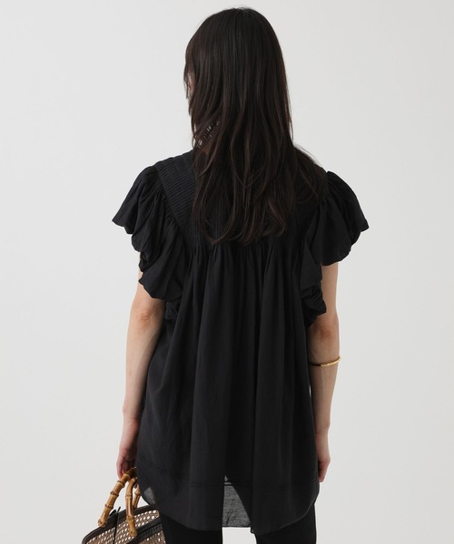 BABYLONE(バビロン)の「【新色予約】フレンチスリーブタックプルオーバーブラウス(Tシャツ/カットソー・レディース・ホワイト/スモークピンク/ネイビー/ブラック/サンドベージュ・フリー)」の19枚目の写真