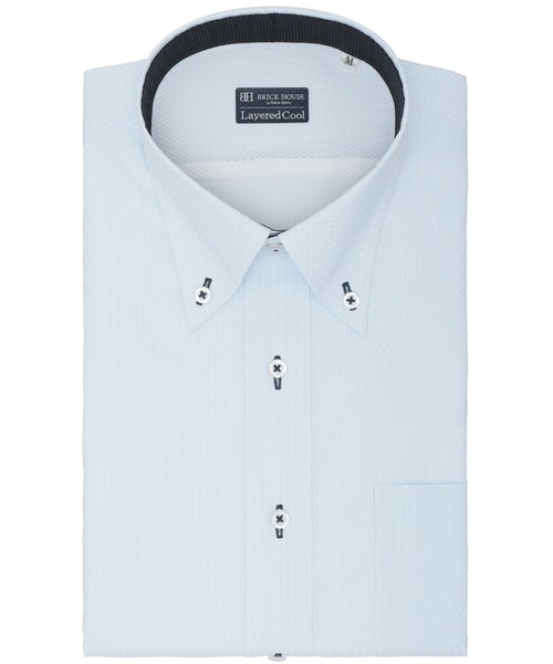 TOKYO SHIRTS(トウキョウシャツ)の「【Layered Cool】 形態安定ノーアイロン ボタンダウン 半袖ビジネスワイシャツ(ビジネスシャツ・メンズ・ブルー・首回り39cm/首回り41cm/首回り42cm/首回り43cm/首回り37cm)」の1枚目の写真