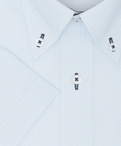 TOKYO SHIRTS(トウキョウシャツ)の「【Layered Cool】 形態安定ノーアイロン ボタンダウン 半袖ビジネスワイシャツ(ビジネスシャツ・メンズ・ブルー・首回り39cm/首回り41cm/首回り42cm/首回り43cm/首回り37cm)」の4枚目の写真