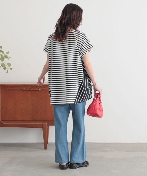n'OrLABEL(ノアールレーベル)の「『ボーダー切替フレンチスリーブカットソー』(Tシャツ/カットソー・レディース・ブルー/ベージュ/ブラック・FREE)」の19枚目の写真