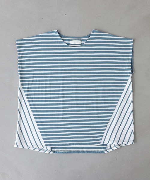 n'OrLABEL(ノアールレーベル)の「『ボーダー切替フレンチスリーブカットソー』(Tシャツ/カットソー・レディース・ブルー/ベージュ/ブラック・FREE)」の16枚目の写真