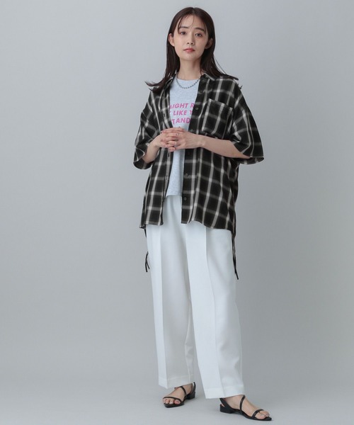 GLOBAL WORK（グローバルワーク）の「MATINEE LINE/チェックドロストシャツ半袖/495658（シャツ/ブラウス・レディース・ダークブラウン/ブラック/オフホワイト・SHORT/REGULAR）」の11枚目の写真