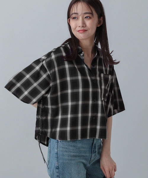 GLOBAL WORK（グローバルワーク）の「MATINEE LINE/チェックドロストシャツ半袖/495658（シャツ/ブラウス・レディース・ダークブラウン/ブラック/オフホワイト・SHORT/REGULAR）」の20枚目の写真
