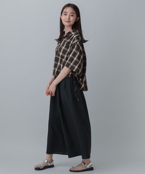 GLOBAL WORK（グローバルワーク）の「MATINEE LINE/チェックドロストシャツ半袖/495658（シャツ/ブラウス・レディース・ダークブラウン/ブラック/オフホワイト・SHORT/REGULAR）」の22枚目の写真