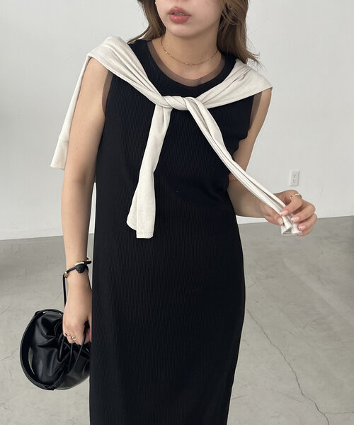 CAPRICIEUX LE'MAGE(カプリシューレマージュ)の「【低身長・高身長サイズあり】チョーカーSETチュールトリムワンピース(ワンピース・レディース・ブラック/ブラウン/ベージュ・FREE/PS/TM)」の7枚目の写真