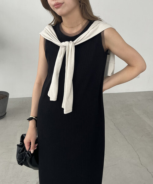 CAPRICIEUX LE'MAGE(カプリシューレマージュ)の「【低身長・高身長サイズあり】チョーカーSETチュールトリムワンピース(ワンピース・レディース・ブラック/ブラウン/ベージュ・FREE/PS/TM)」の9枚目の写真