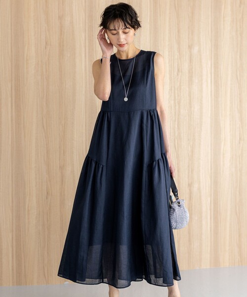 新品未使用　ATELIER N'S 麻混ノースリーブワンピース NS-307　M 麻混ノースリーブワンピース NS-307 – ATELIER N'S