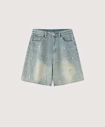 LA POMME petit(|~Ev`)Pearl Deco Denim Short Pants(fjpc)