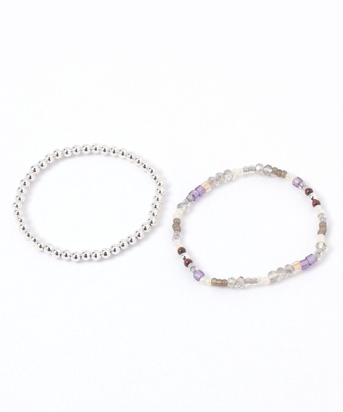 GLOBAL WORK（グローバルワーク）の「ビーズブレス/496800（ブレスレット・レディース・パープル系その他2/ライトブルー/クリア・FREE）」の2枚目の写真