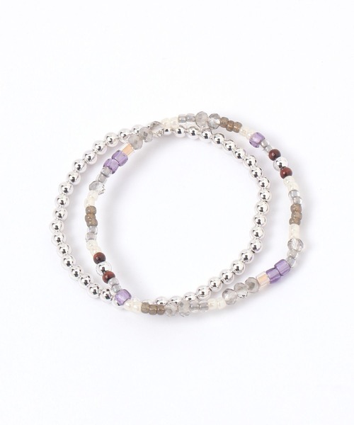 GLOBAL WORK（グローバルワーク）の「ビーズブレス/496800（ブレスレット・レディース・パープル系その他2/ライトブルー/クリア・FREE）」の4枚目の写真