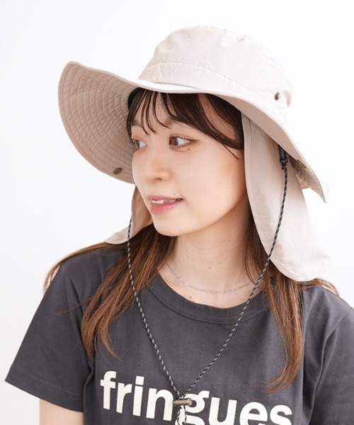 polcadot（ポルカドット）の「【かぶれる日傘】ナイロンシェード付きサファリハット（ハット・レディース・ブラック/グレイッシュベージュ/カーキ・FREE）」の5枚目の写真