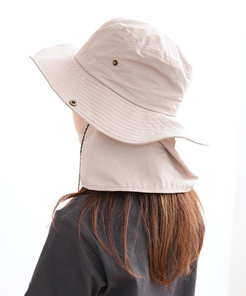 polcadot（ポルカドット）の「【かぶれる日傘】ナイロンシェード付きサファリハット（ハット・レディース・ブラック/グレイッシュベージュ/カーキ・FREE）」の6枚目の写真
