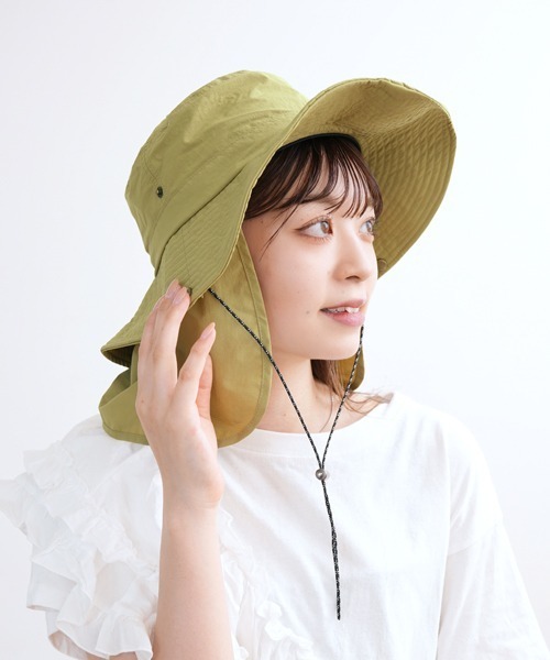 polcadot（ポルカドット）の「【かぶれる日傘】ナイロンシェード付きサファリハット（ハット・レディース・ブラック/グレイッシュベージュ/カーキ・FREE）」の9枚目の写真