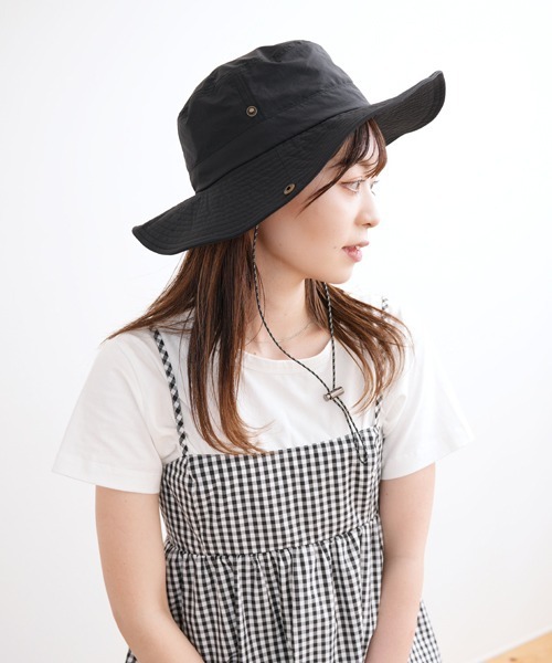 polcadot（ポルカドット）の「【かぶれる日傘】ナイロンシェード付きサファリハット（ハット・レディース・ブラック/グレイッシュベージュ/カーキ・FREE）」の8枚目の写真