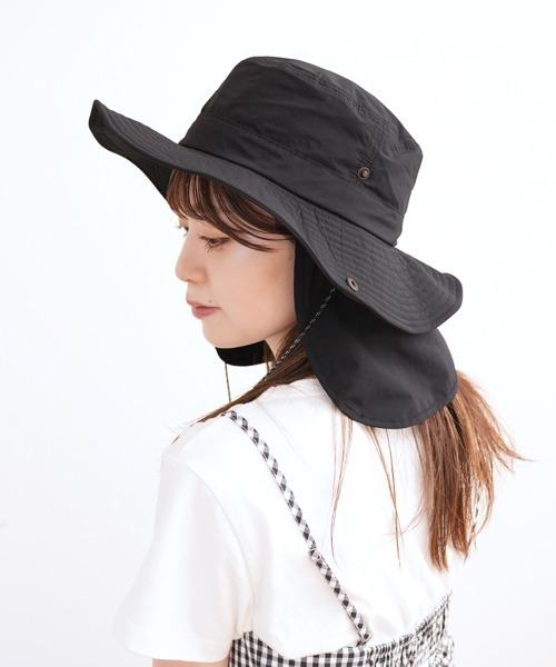 polcadot（ポルカドット）の「【かぶれる日傘】ナイロンシェード付きサファリハット（ハット・レディース・ブラック/グレイッシュベージュ/カーキ・FREE）」の7枚目の写真