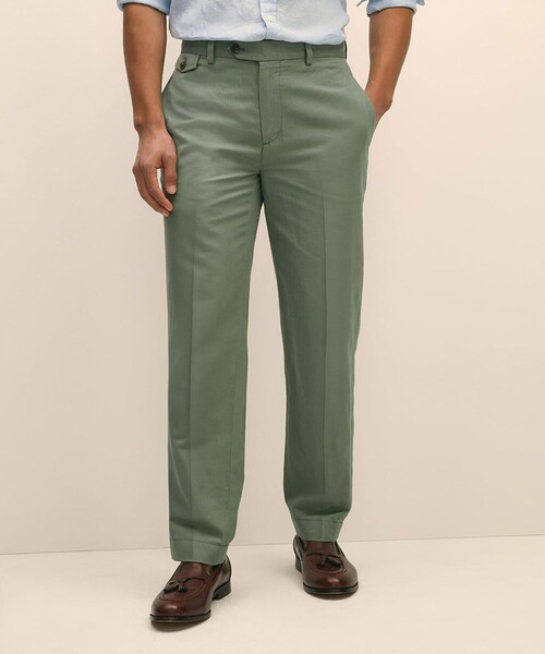 Brooks Brothers リネン100% スラックス W34 リネン／コットン プレーンフロントパンツ Regular | Brooks