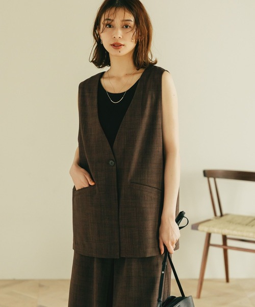 WEB限定】リネンライクジレ（ベスト）｜studio CLIP（スタディオ