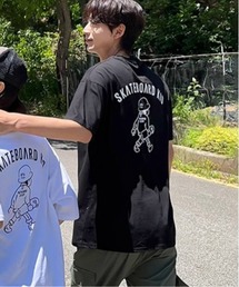 【NOWLE】ゆるかわ スケートボード KID プリント 半袖 Tシャツ
