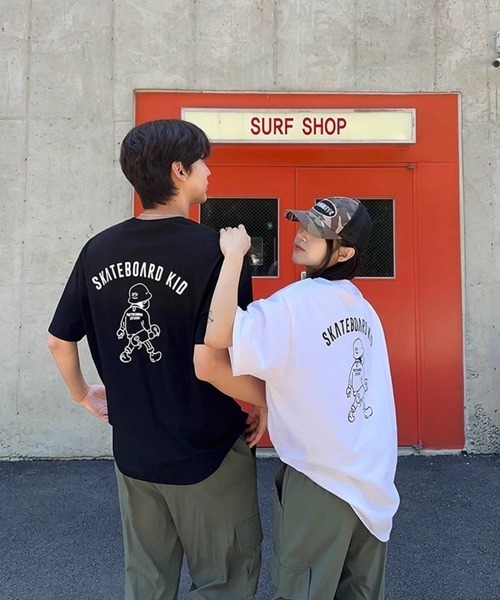 NOWLE(ノウル)の「【NOWLE】ゆるかわ スケートボード KID プリント 半袖 Tシャツ(Tシャツ/カットソー・メンズ・ブラック/ホワイト・X-LARGE/LARGE/MEDIUM)」の13枚目の写真