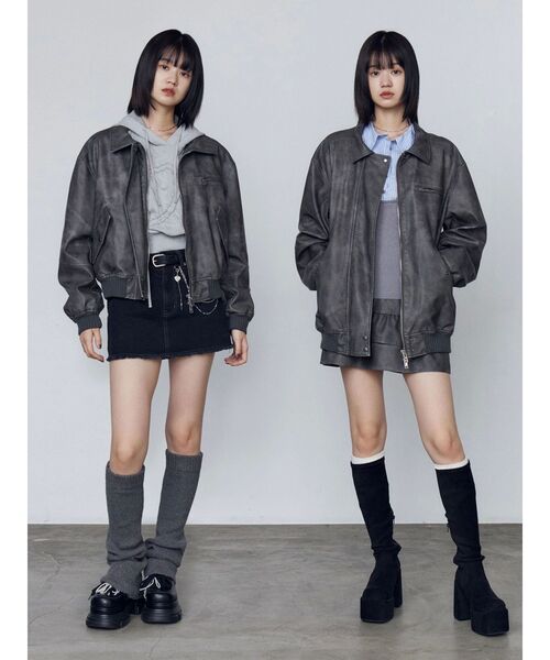 セール】ヴィンテージフェイクレザーブルゾン（ブルゾン）｜EMODA