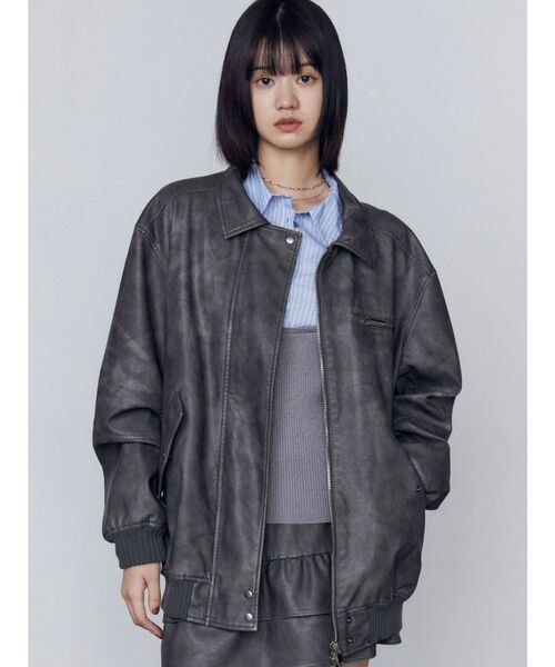 【値下げ】FENNEL ファー ドッキング フェイクレザー ブルゾン 新品未使用 ファーティペット付きフェイクレザーブルゾン（ブルゾン