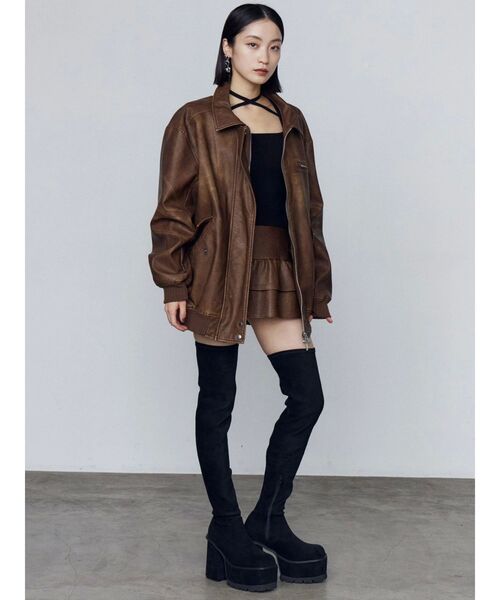 セール】ヴィンテージフェイクレザーブルゾン（ブルゾン）｜EMODA