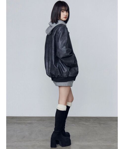 EMODA ヴィンテージフェイクレザーブルゾン セール】ヴィンテージフェイクレザーブルゾン（ブルゾン）｜EMODA