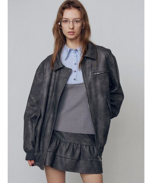 セール】ヴィンテージフェイクレザーブルゾン（ブルゾン）｜EMODA