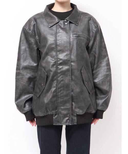 セール】ヴィンテージフェイクレザーブルゾン（ブルゾン）｜EMODA