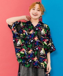 ブラウス シャツ ScoLar/スカラー　レトロ総柄シャツ レディース ScoLar ブラウス シャツ ScoLar/スカラー 猫柄チェック切替