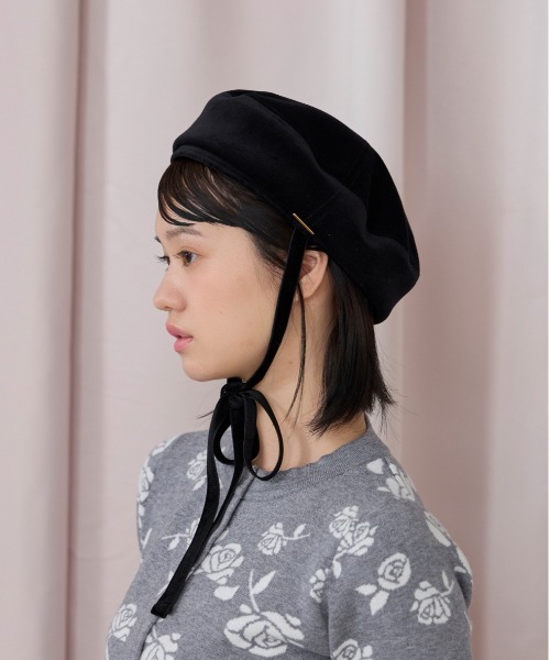 kaorinomori（カオリノモリ）の「kaorinomori ルモアベレー ナピ / カオリノモリ（ハンチング/ベレー帽・レディース・ブラック/ピンク/ホワイト・M/57.5cm）」の10枚目の写真