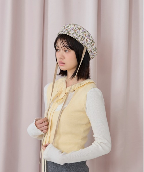 kaorinomori（カオリノモリ）の「kaorinomori ルモアベレー ナピ / カオリノモリ（ハンチング/ベレー帽・レディース・ブラック/ピンク/ホワイト・M/57.5cm）」の4枚目の写真