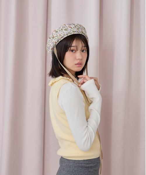 kaorinomori（カオリノモリ）の「kaorinomori ルモアベレー ナピ / カオリノモリ（ハンチング/ベレー帽・レディース・ブラック/ピンク/ホワイト・M/57.5cm）」の5枚目の写真