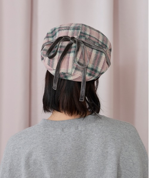 kaorinomori（カオリノモリ）の「kaorinomori ルモアベレー ナピ / カオリノモリ（ハンチング/ベレー帽・レディース・ブラック/ピンク/ホワイト・M/57.5cm）」の18枚目の写真