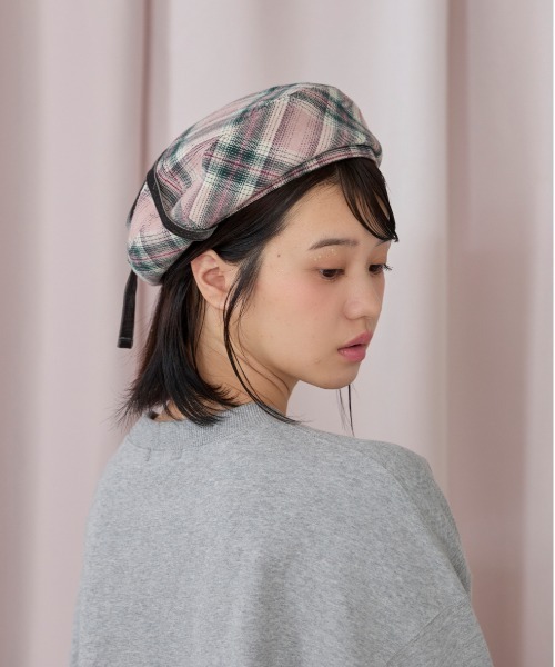 kaorinomori（カオリノモリ）の「kaorinomori ルモアベレー ナピ / カオリノモリ（ハンチング/ベレー帽・レディース・ブラック/ピンク/ホワイト・M/57.5cm）」の19枚目の写真
