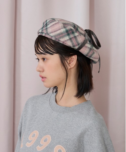 kaorinomori（カオリノモリ）の「kaorinomori ルモアベレー ナピ / カオリノモリ（ハンチング/ベレー帽・レディース・ブラック/ピンク/ホワイト・M/57.5cm）」の16枚目の写真