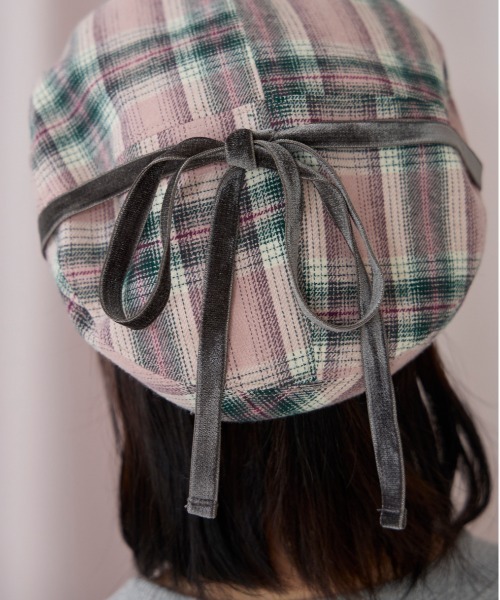 kaorinomori（カオリノモリ）の「kaorinomori ルモアベレー ナピ / カオリノモリ（ハンチング/ベレー帽・レディース・ブラック/ピンク/ホワイト・M/57.5cm）」の20枚目の写真