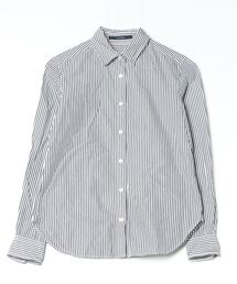 新品未使用　MACPHEE シャツ セール】アキハストライプ バンドカラーシャツ（シャツ/ブラウス
