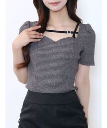 EATME | ベルテッド パフリブTOP(Tシャツ/カットソー)